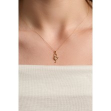 Kolyecik 14 Ayar Altın Kedi Kalpli Kolye