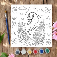 Chve Design 20X20 Tuval Boyama Seti Etkinlik Okyanus Şirin Yunus Etkinlik Boyama Seti