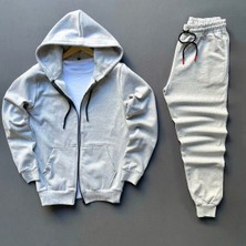 Risil-Nu Company Yeni Sezon Pamuklu Içi Şardonlu Kapüşonlu Cepli Sweat Ceket ve Eşofman Altı 2'li Takım