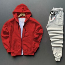 Risil-Nu Company Yeni Sezon Pamuklu Içi Şardonlu Kapüşonlu Cepli Sweat Ceket ve Eşofman Altı 2'li Takım