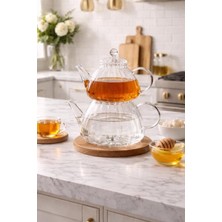 UltraMint Ateşe Dayanıklı Borosilikat Cam Çaydanlık Takımı 2 Parça 800 ml ve 1500 ml