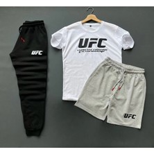 Risil-Nu Company Ufc Baskılı Eşofman-Tshirt-Şort Yazlık Kombin 3'lü Takım