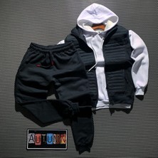 Risil-Nu Company 3'lü Kombin Yelek Eşofman Kanguru Sweatshirt Kışlık