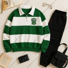 Risil-Nu Company Yeni Sezon Premium Kumaş (Unisex) Polo Yaka Parçalı 3 Iplik Sweatshirt - Eşofman Altı 2'li Takım