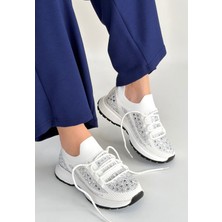 Shoegar Ceas Beyaz Triko Bağcıklı Spor Ayakkabı