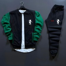 Risil-Nu Company 3 Iplik Premium Basketbol Silüet Baskılı Kolej Ceket – 3 Iplik Eşofman Altı 2'li