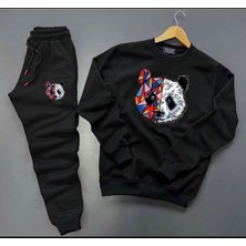 Risil-Nu Company Yeni Sezon Unisex Alt-Üst Tokyo Panda Baskılı Sıfır Yaka Sweat- Pamuklu Eşofman Altı 2'li