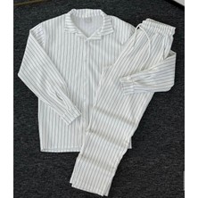 Risil-Nu Company Premium Krep Kumaş Çizgi Detaylı Unisex Gömlek ve Pantolon Takım