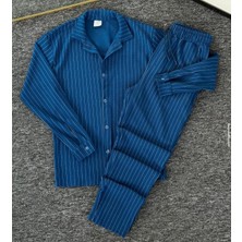 Risil-Nu Company Premium Krep Kumaş Çizgi Detaylı Unisex Gömlek ve Pantolon Takım