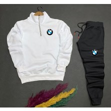 Risil-Nu Company Unisex Bmw Baskılı Yarım Fermuarlı Sweatshirt-Eşofman Altı 2’li Set