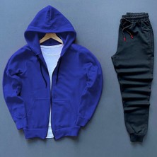 Risil-Nu Company Yeni Sezon Pamuklu Içi Şardonlu Kapüşonlu Cepli Sweat Ceket ve Eşofman Altı 2'li Takım