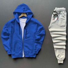 Risil-Nu Company Yeni Sezon Pamuklu Içi Şardonlu Kapüşonlu Cepli Sweat Ceket ve Eşofman Altı 2'li Takım