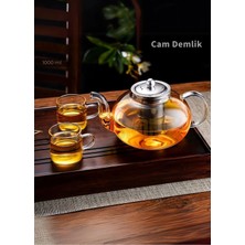 UltraMint Cam Demlik 1000 Ml, Borasilikat, Çelik Süzgeç, Isıya Dayanıklı, Bitki Çayı