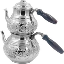 UltraMint Bakır Çiçek Desenli Büyük Nikel Çaydanlık, Şık ve Dayanıklı Tasarım