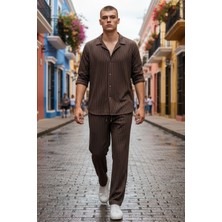 Risil-Nu Company Klasik Şık Erkek Mevsimlik Gömlek-Eşofman Takımı – Yumuşak Dokulu Düğmeli Model