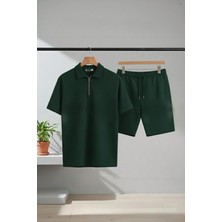 Risil-Nu Company Yeni Sezon Yarım Fermuarlı Vortex Kumaş Tshirt-Şort Takım 2'li Premium Kumaş