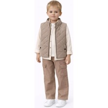 İrem Çocuk Giyim Erkek Çocuk Müslin Kumaş Gömlek Şişme Yelek Gabardin Pantolon Sweatshirt Bayramlık Dörtlü Takım