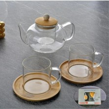 UltraMint Cam Demlik ve 2 Fincan Seti, Şık ve Kullanışlı Çay Seti