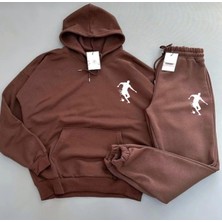 Risil-Nu Company 3 Iplik Basketbol Silüet Baskılı Eşofman Takımı –kanguru Cepli Sweat & Jogger Eşofman Altı