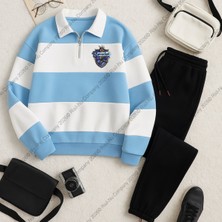 Risil-Nu Company Yeni Sezon Premium Kumaş (Unisex) Polo Yaka Parçalı 3 Iplik Sweatshirt - Eşofman Altı 2'li Takım