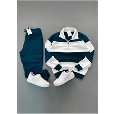 Risil-Nu Company Yeni Sezon (Premium) Üç Iplik Polo Yaka Yarım Fermuarlı Sweatshirt - Eşofman Altı Ikili Set Kombin