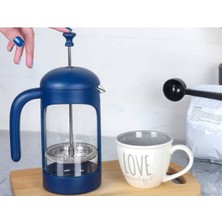 UltraMint Lacivert French Press Çay Kahve Demliği 600 Ml, Şık ve Kullanışlı Tasarım