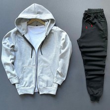 Risil-Nu Company Yeni Sezon Pamuklu Içi Şardonlu Kapüşonlu Cepli Sweat Ceket ve Eşofman Altı 2'li Takım