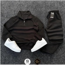 Risil-Nu Company Yeni Sezon Kışlık Premium 3 Iplik Şardonlu Yarım Fermuar Sweat- 3 Iplik Eşofman Altı 2'li Takım