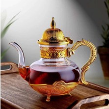 UltraMint Altın Rengi Borosilikat Cam Çaydanlık, Şık ve Dayanıklı Tasarım