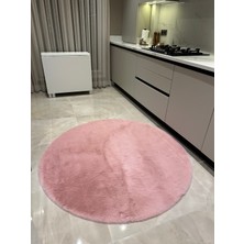 Doğuş Peluş Halı Ultra Soft Pembe Yumuşak Dokulu Peluş Halı Yuvarlak