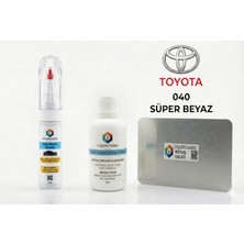 COLORGUARD Toyota 040 Süper Beyaz Rötuş Seti - 2 si 1 Arada İğne ve Fırça Uçlu Şişe, Solüsyon ve Rötuş Çeliği