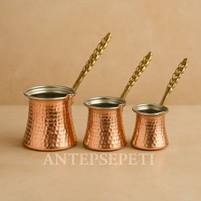 UltraMint Bakır Kahve Cezvesi 3'lü Set, Şık ve Dayanıklı Erişimi Kolay Tasarım