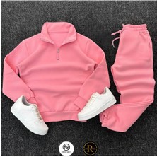 Risil-Nu Company Yeni Sezon Kışlık Premium 3 Iplik Şardonlu Yarım Fermuar Sweat- 3 Iplik Eşofman Altı 2'li Takım