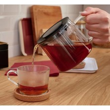 UltraMint Şeffaf Cam Demlik 0,6 Litre, Süzgeçli, Bitki Çayı Için Uygun, 10 cm Yükseklik