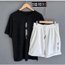 Risil-Nu Company Yeni Sezon Unisex Dik Yaka Baskılı Oversize Tişört- Renkli Yazlık Şort 2'li