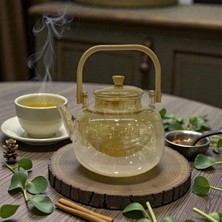 UltraMint Işlevsel Cam Demlik, Ahşap Saplı, Şeffaf, 800 Ml, Dayanıklı ve Şık Tasarım