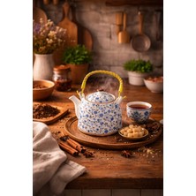 UltraMint Şık Desenli Keramik Çaydanlık, Dekoratif ve Hediyelik Çay Sunumu