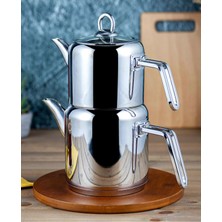 UltraMint Şık Maxi Çelik Çaydanlık Seti, Gold ve Metal Detaylar, Dayanıklı ve Zarif