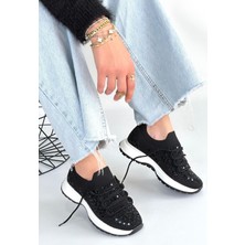 Shoegar Ceas Siyah Triko Bağcıklı Spor Ayakkabı