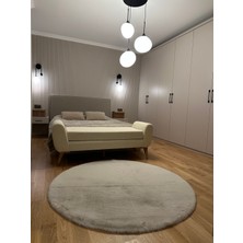 Doğuş Peluş Halı Ultra Soft Krem Yumuşak Dokulu Peluş Halı Yuvarlak
