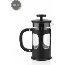 Arow 350 ml Borosilikat Cam French Press - Filtre Kahve ve Bitki Çayı Demleyici - Siyah