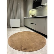 Doğuş Peluş Halı Ultra Soft Kahverengi Yumuşak Dokulu Peluş Halı Yuvarlak