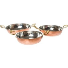 UltraMint Bakır Tava Sahan Seti 3'lü, Şık ve Dayanıklı Mutfak Gereci Seti