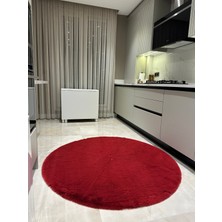 Doğuş Peluş Halı Ultra Soft Bordo Yumuşak Dokulu Peluş Halı Yuvarlak