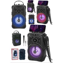 Munico Mikrofonlu Işıklı Bluetooth Hoparlör Kablosuz Taşınabilir Speaker Seçim Parti Karaoke Wireless Boom