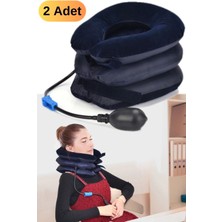 Munico 2 Adet Profesyonel Ev Ofis Ortopedik Boyunluk Yastık Ayarlanabilir 3 Katlı Yastık Set Şişme Pratik