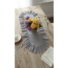 Nurgita Home Fırfırlı Fistolu Duck Keten Oval Runner & Dekoratif Örtü &sehpa Örtü