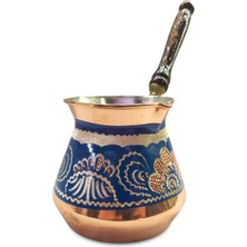 UltraMint El Işlemeli Bakır Cezve, Büyük Boy, Mavi Renk, Şık ve Zarif Tasarım