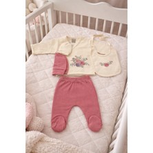 Gmn Collection Yenidoğan 5'li Çiçek Figürlü Hastane Çıkışı Zıbın Seti