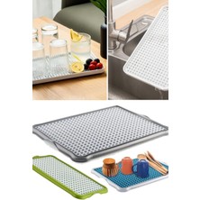Munico Bardak Tabak Kurutucu 40X22 cm Bulaşık Süzmatik Aparatı Izgaralı Lavabo Tezgah Üstü Bulaşıklık Rahat